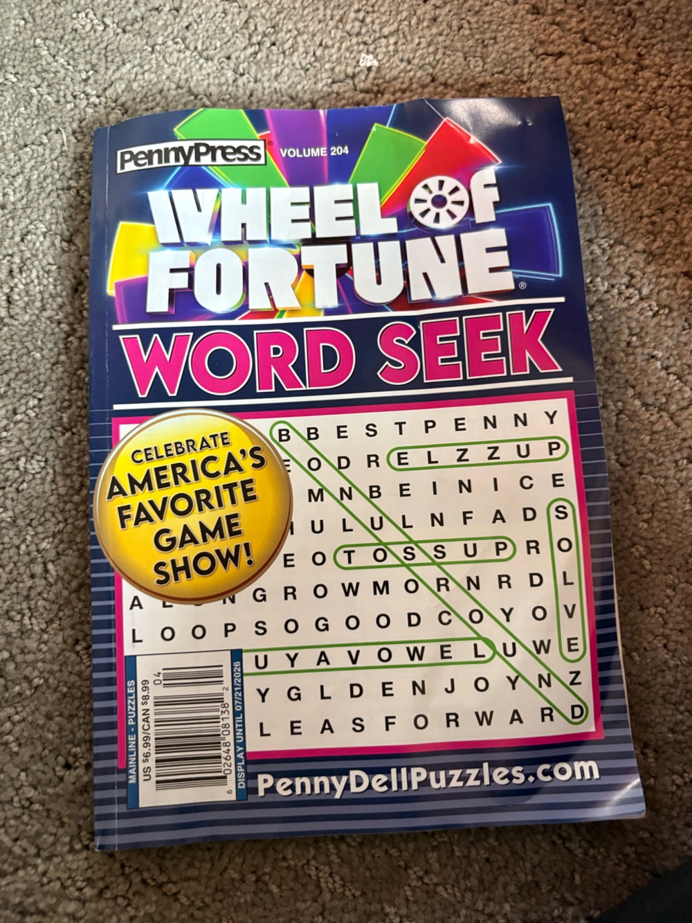 3/$20 Wheel of Fortune Word Seek Puzzle Book - Pink & Blue